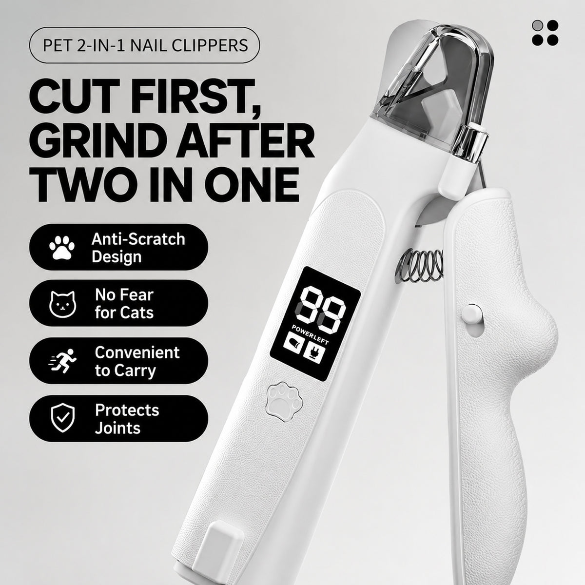 2-in-1 LED Cat Nail Grinder with Bloodline Safety Light