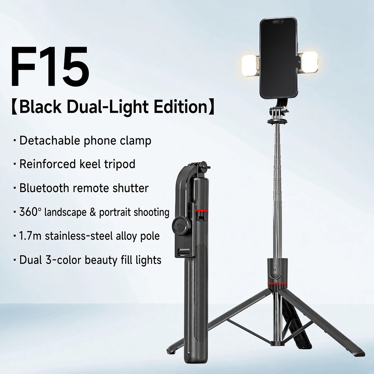 AI Face Tracking Selfie Stick Tripod with Bluetooth Remote