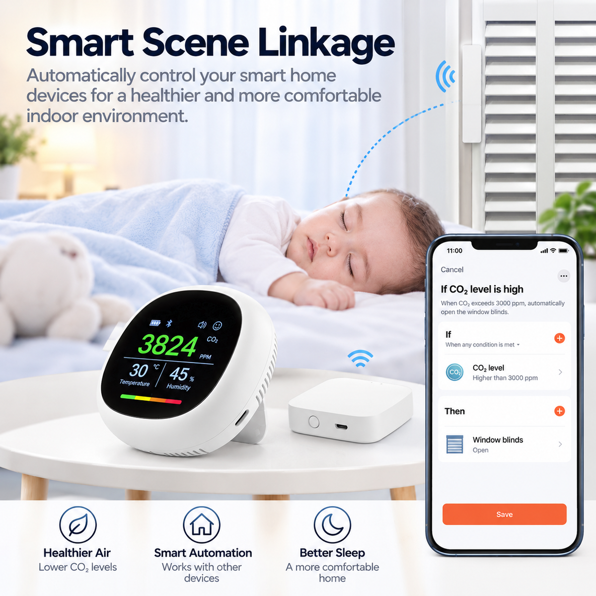 Smart Bluetooth CO2 Temperature Humidity Monitor