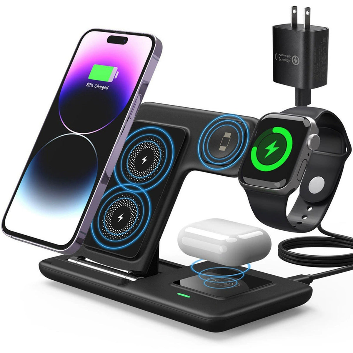 Foldable 3-in-1 Wireless Charger
