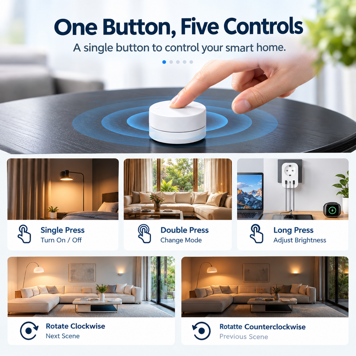 Zigbee Smart Rotary Scene Switch with App Control