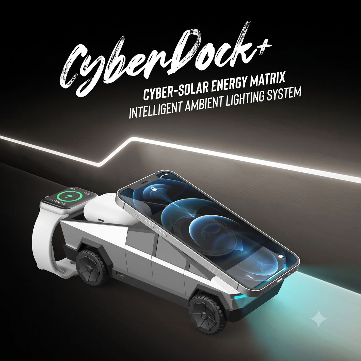 Cybertruck 3-in-1 Qi2 Magnetic Wireless Charger