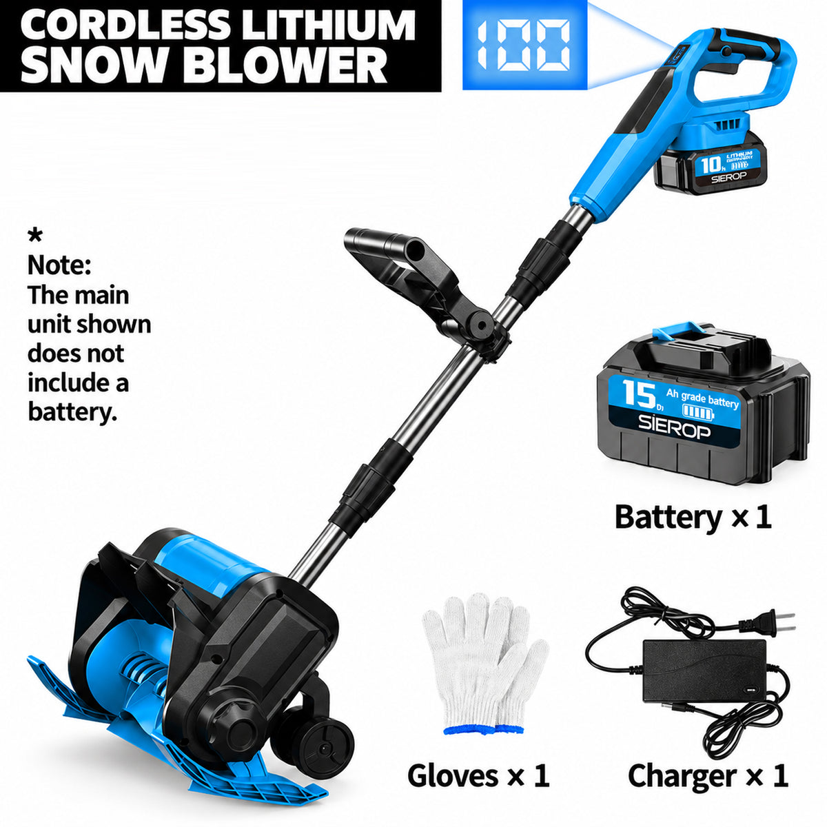 Compact cordless lithium-ion snow blower