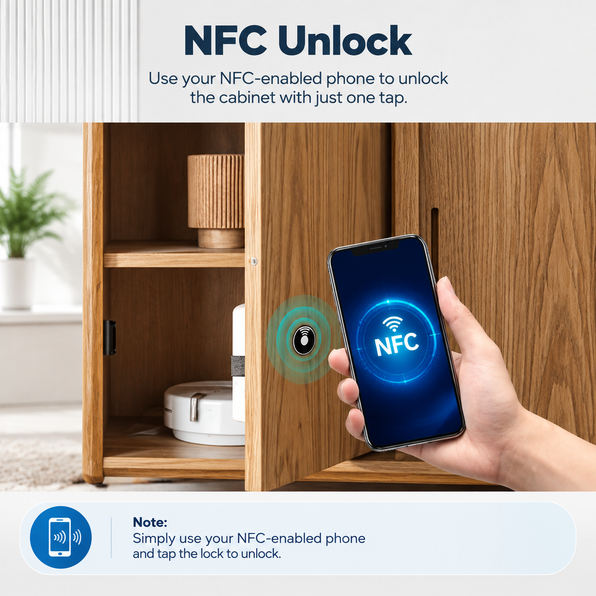 Smart Bluetooth NFC Cabinet Lock with App Control