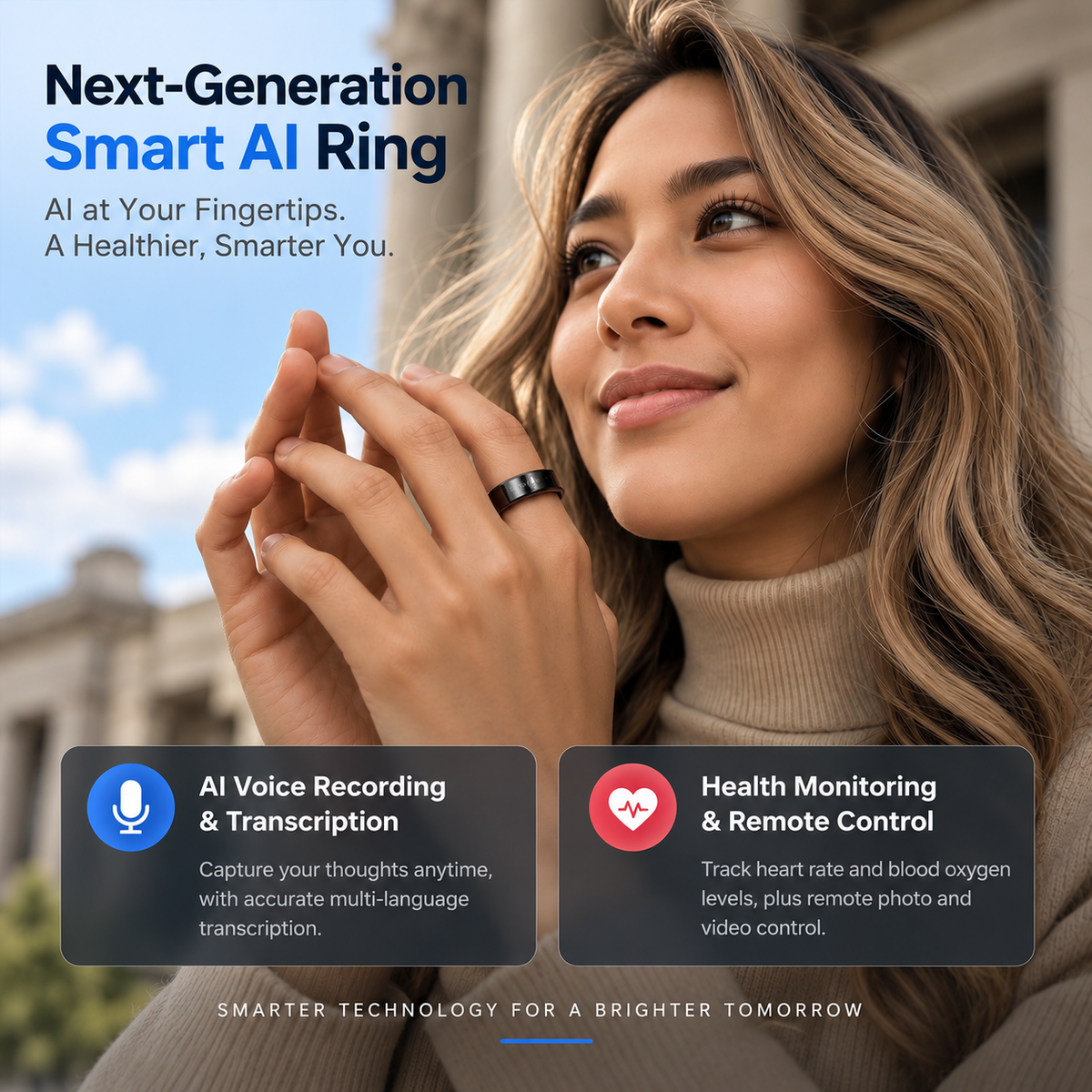 AI Smart Ring with Voice Recording & Translation