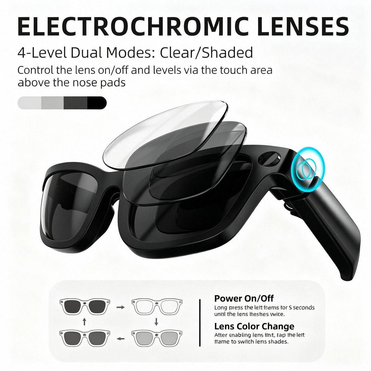 Photochromic AI Glasses with Camera & Translation
