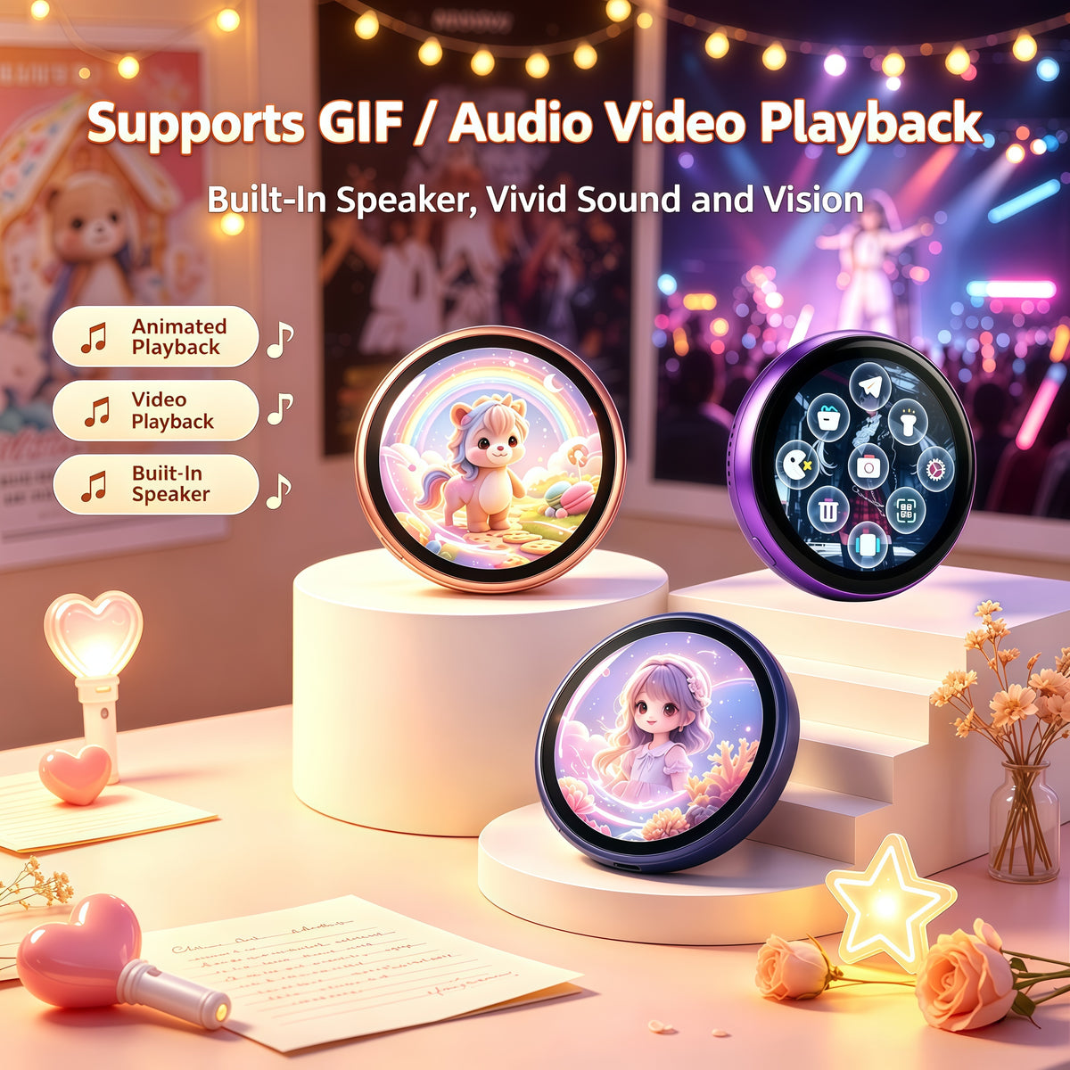 Round Digital E-Badge – Rechargeable Photo Display
