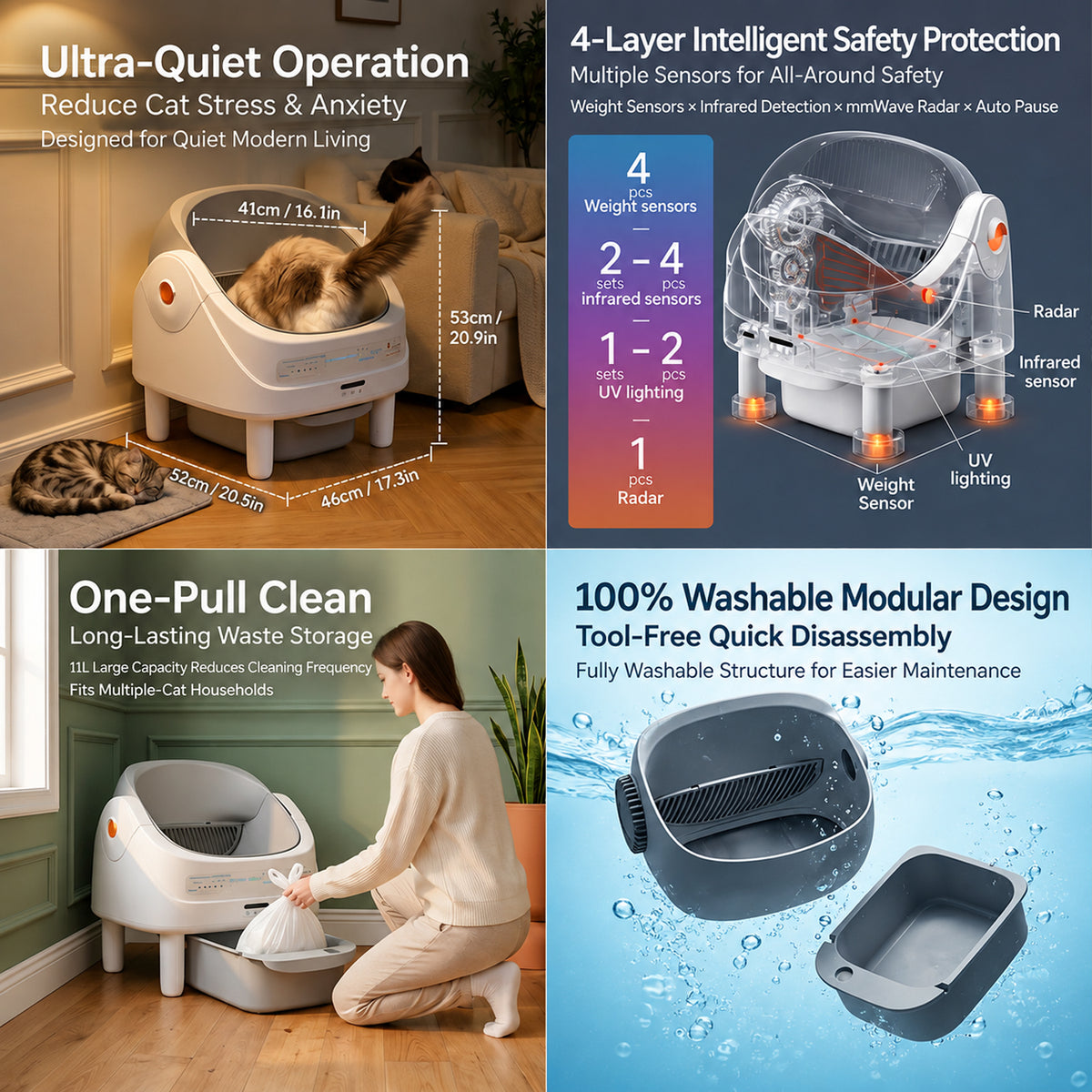 Automatic Cat Litter Box Semi-Open Smart