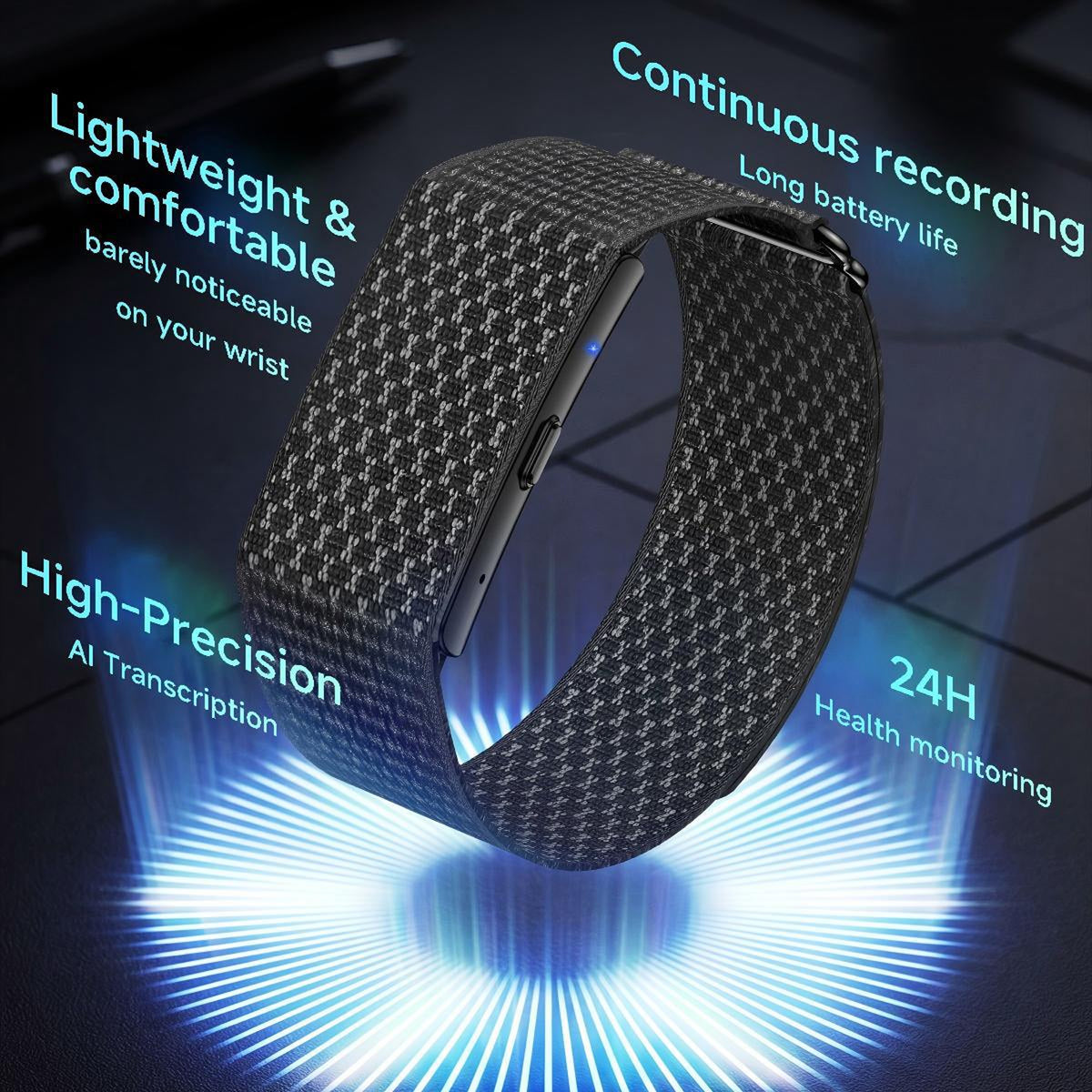AI Voice-Recording Smart Bracelet (Screenless)