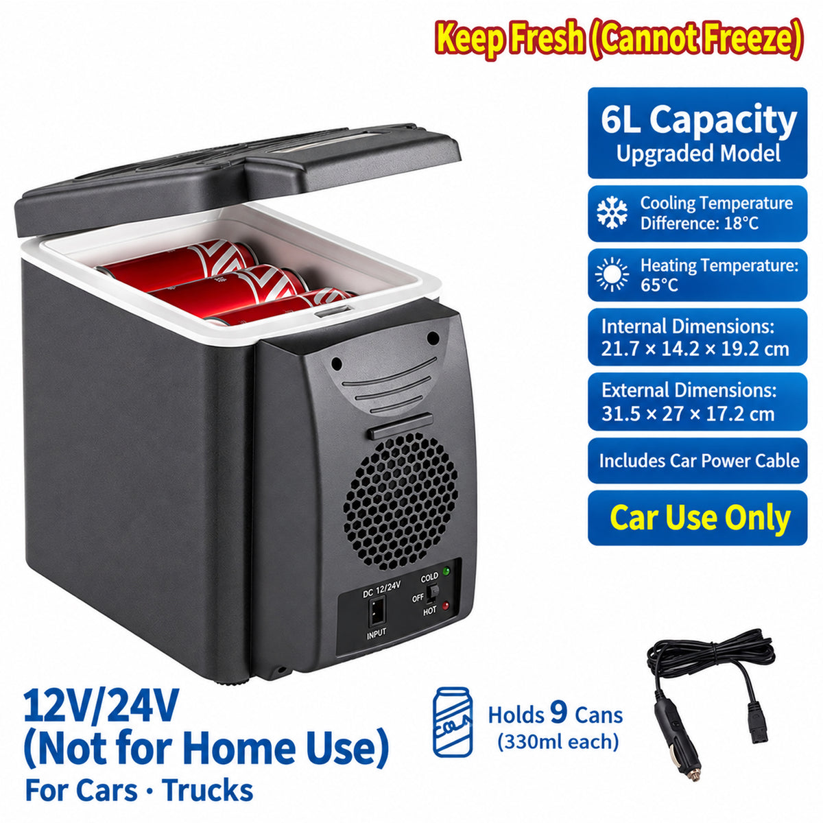 Portable Car Fridge (Heating & Cooling)