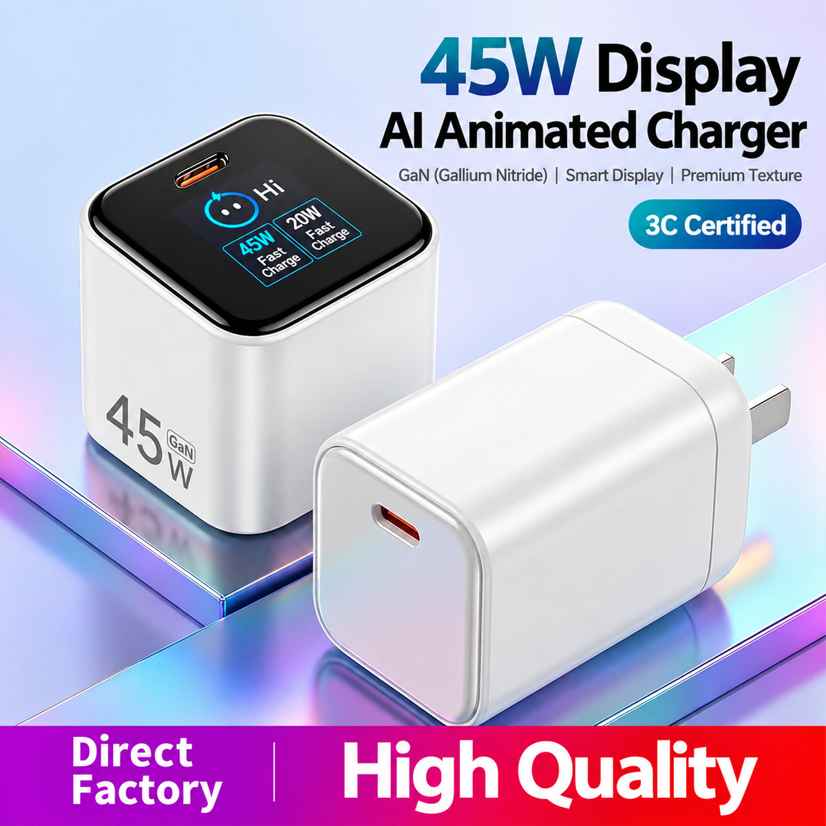 GaN charger with smart display