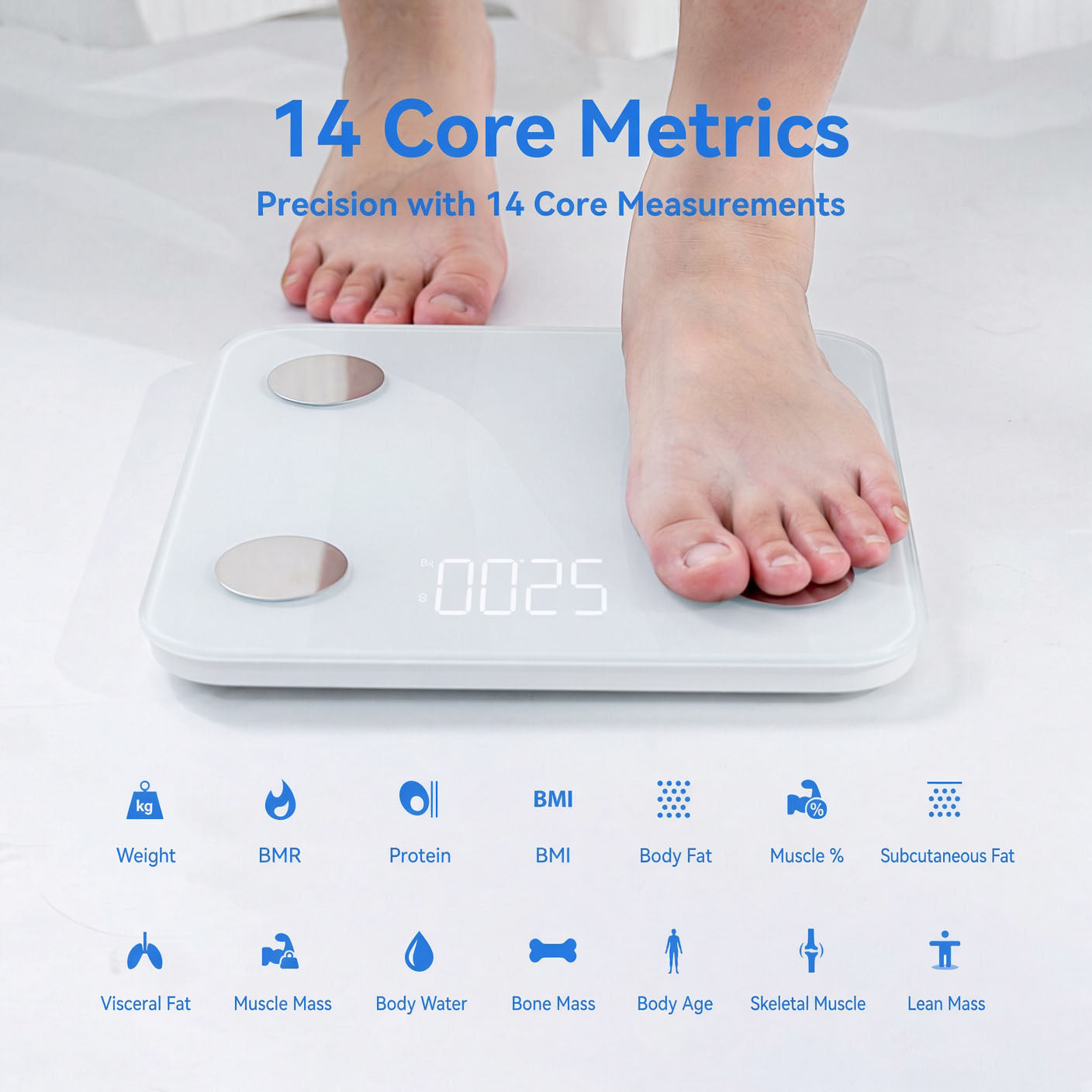 Smart Bluetooth Body Fat Scale – 20+ Body Metrics