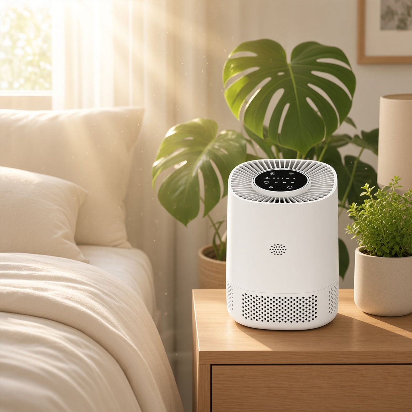 Compact Desktop Air Purifier | Quiet HEPA Air Cleaner Touch Control for Bedroom & Office