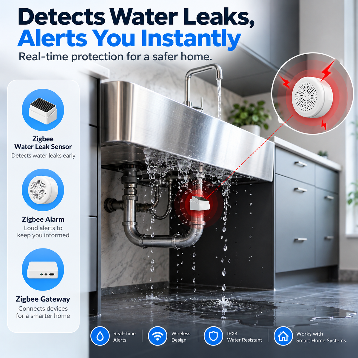 ZigBee Smart Rain & Light Sensor IPX4
