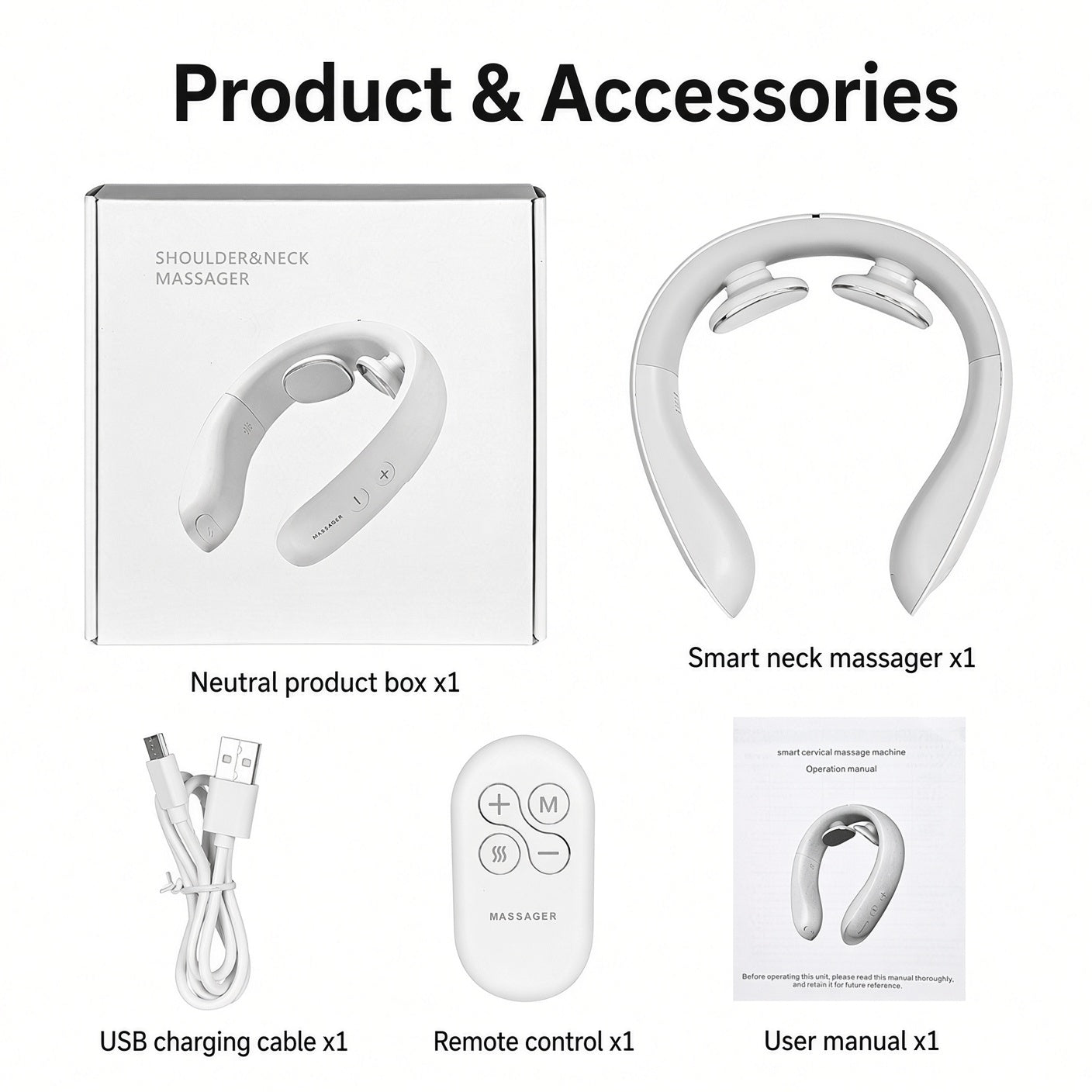 Smart Neck Massager with Heat & EMS Pulse – Compact