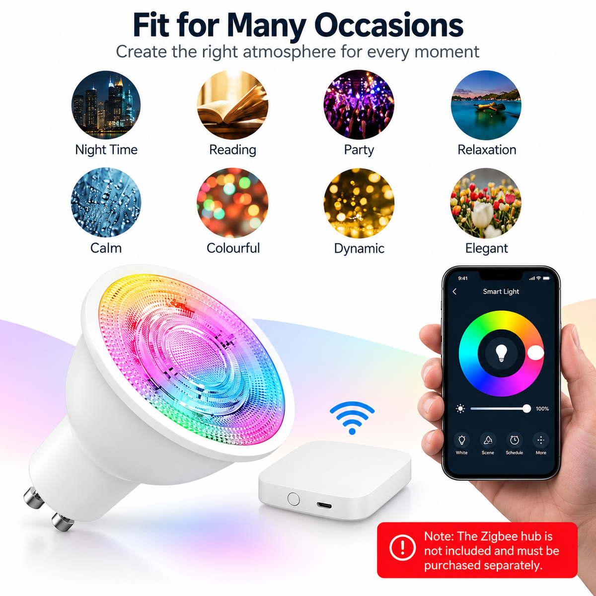 ZigBee GU10 Smart RGB LED Bulb with App Control