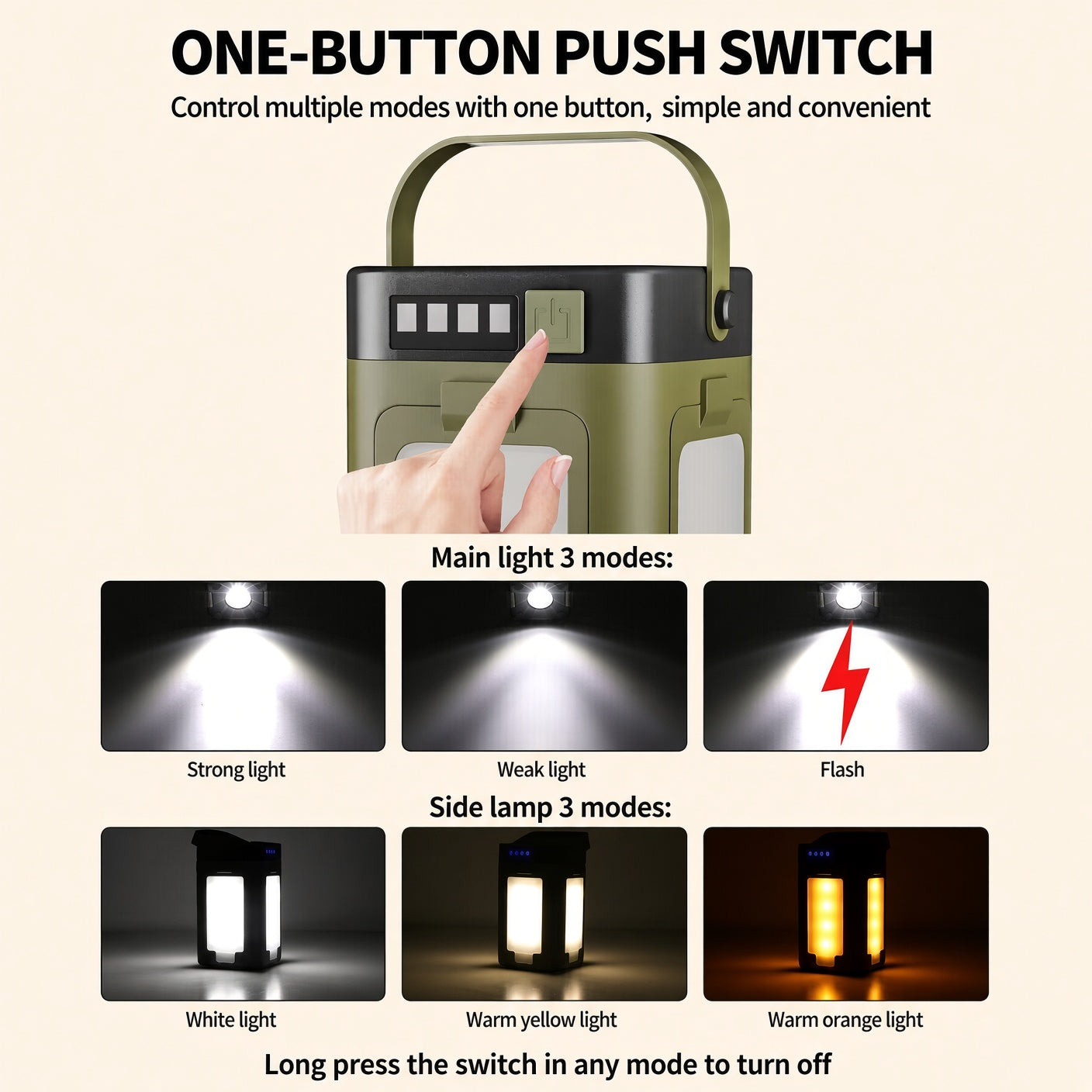 Solar Camping Lantern – Foldable LED Tent Light & Hook