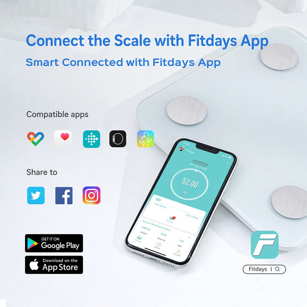 Smart Bluetooth Body Fat Scale – 20+ Body Metrics