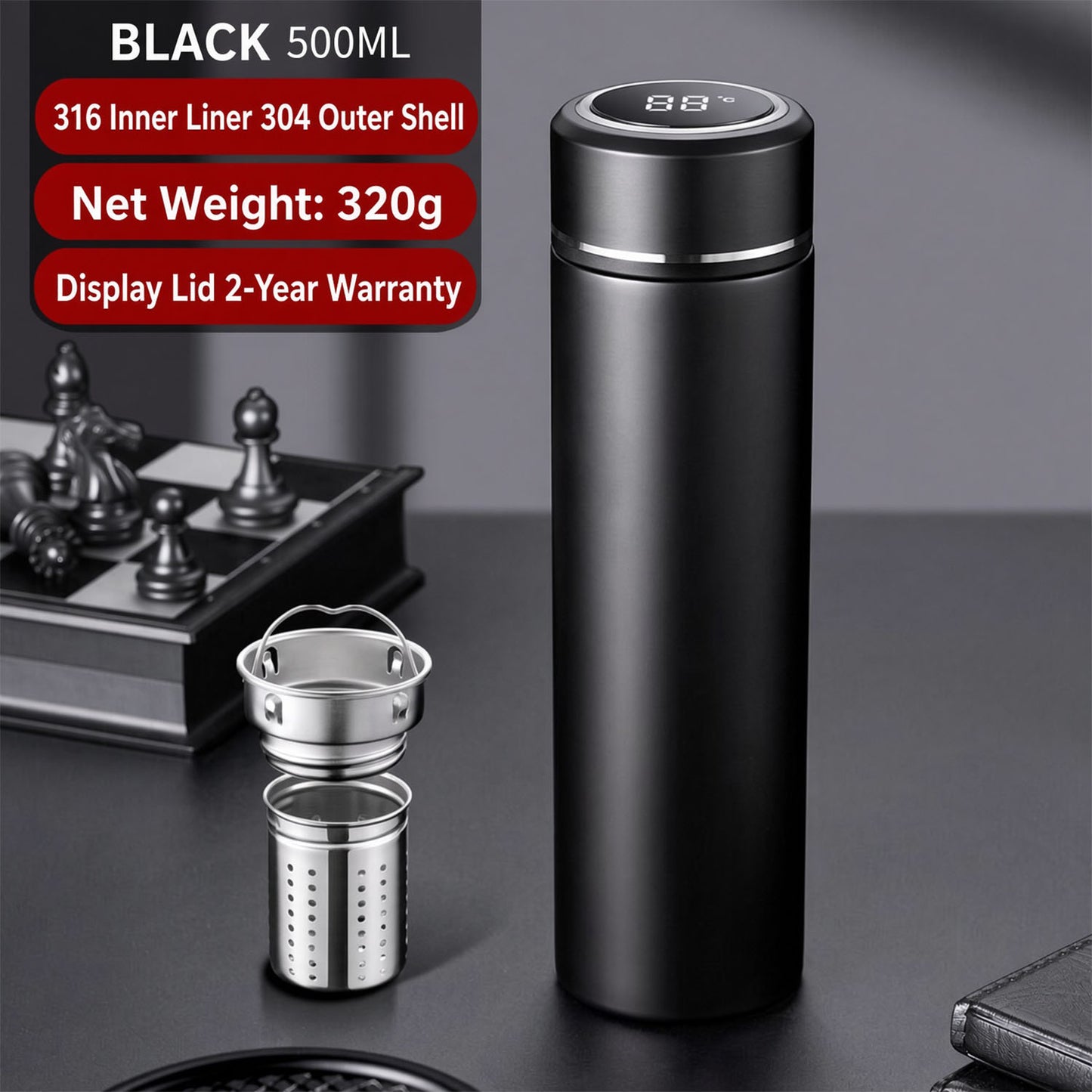 Smart 316 Stainless Steel Thermos with Temp Display
