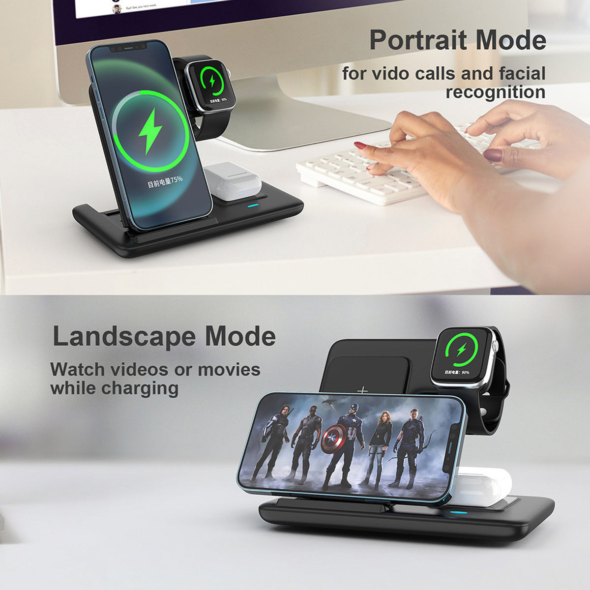 Foldable 3-in-1 Wireless Charger