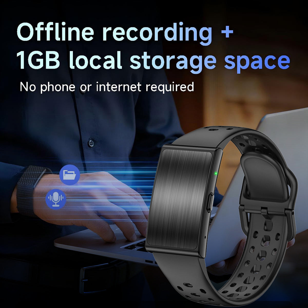 AI Voice-Recording Smart Bracelet (Screenless)