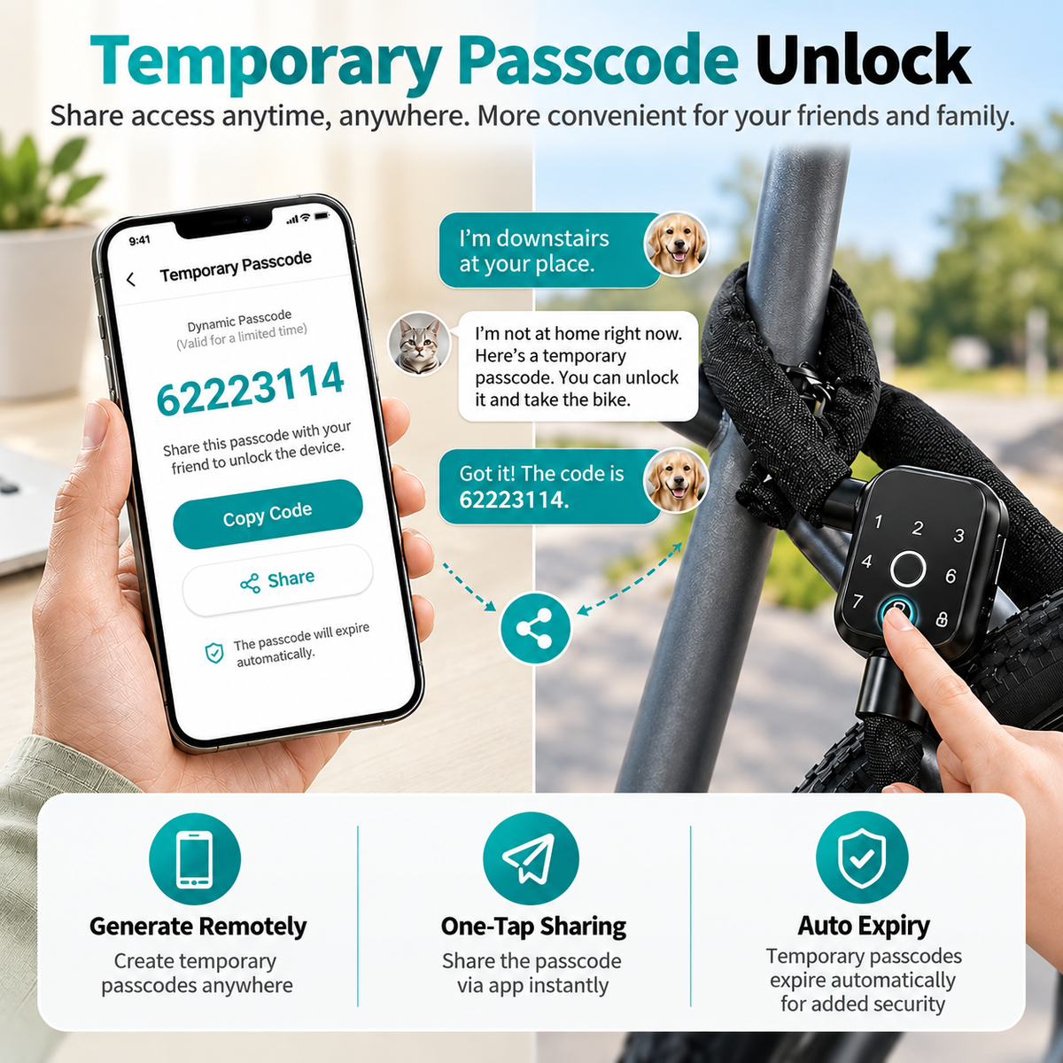 Smart Fingerprint Keyless Bike Lock with Passcode