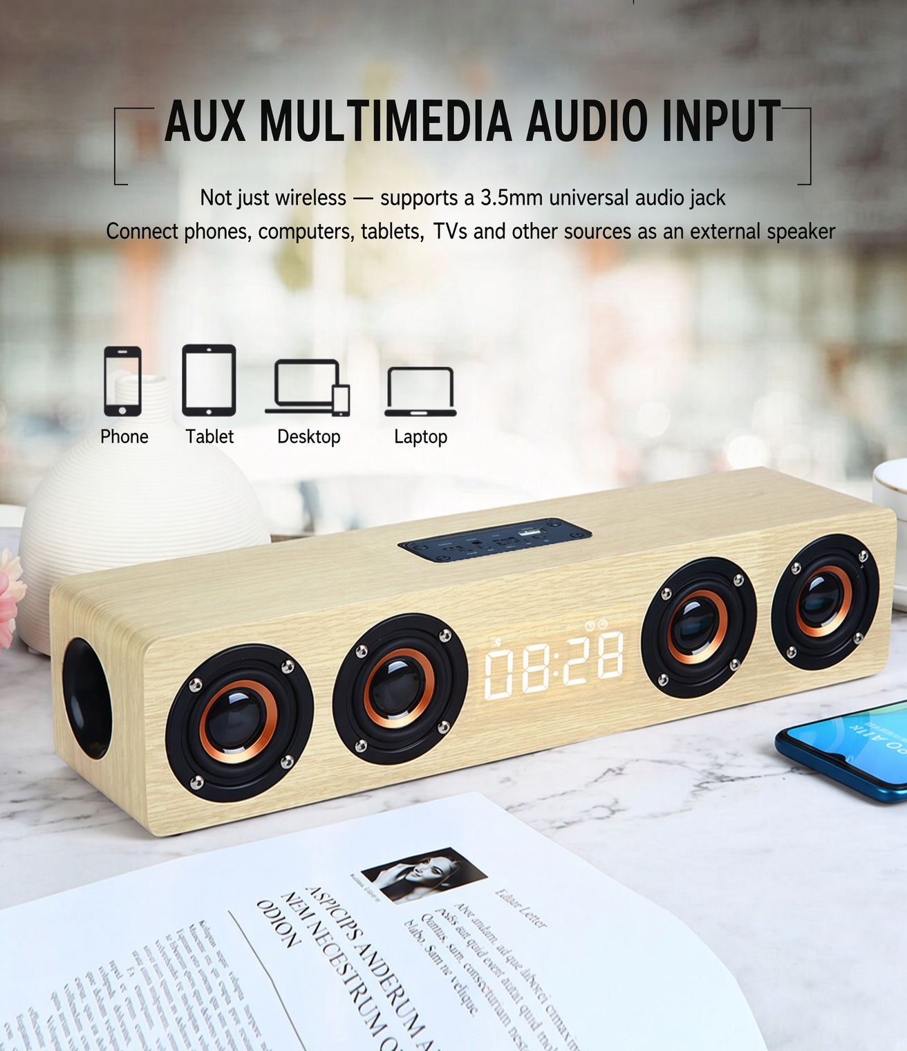 Portable AI Smart Bluetooth Speaker, Wireless Mini Speaker with TF Card Slot, Built‑in Battery for Home Outdoor Travel