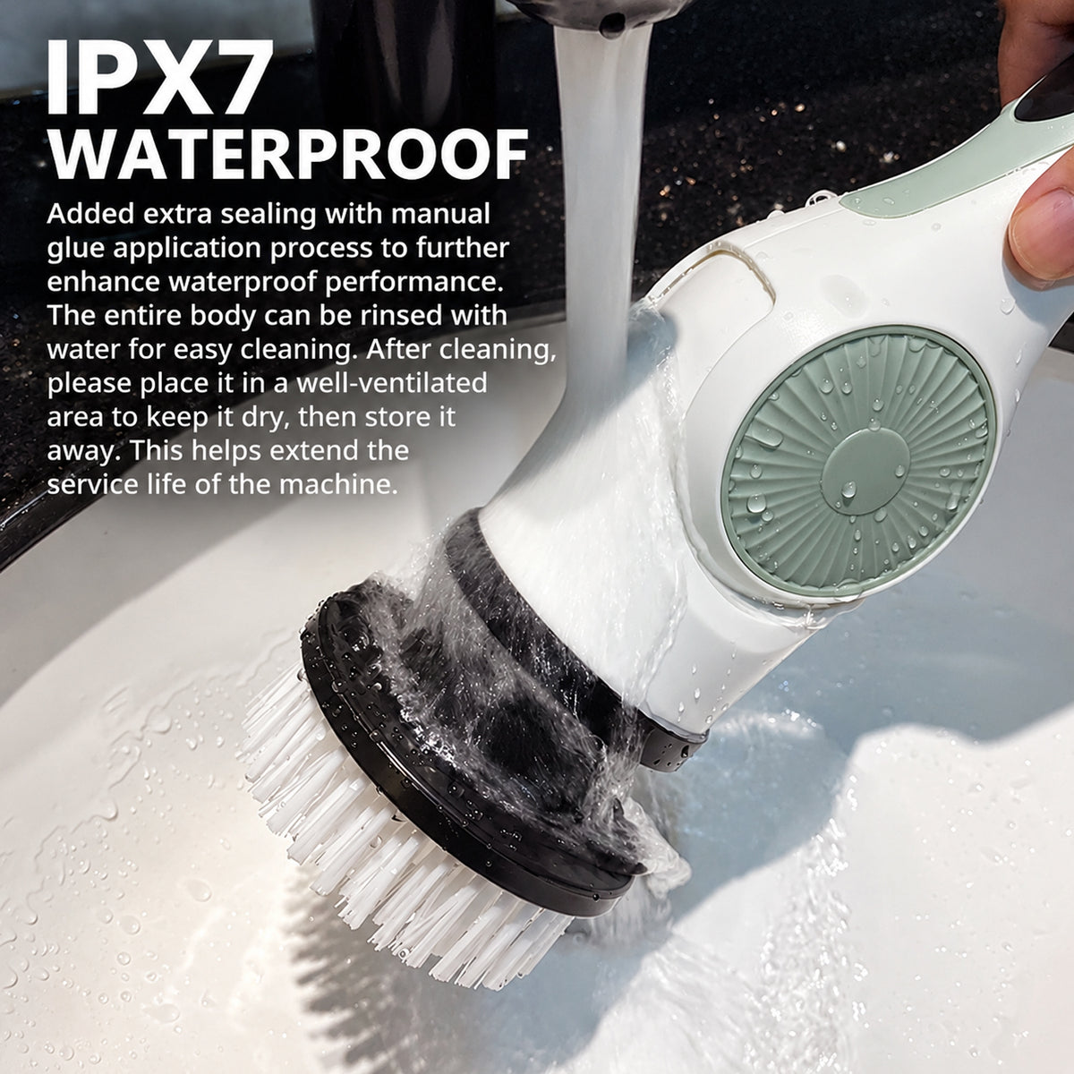 Automatic Rotating and Telescopic Bathroom Brush