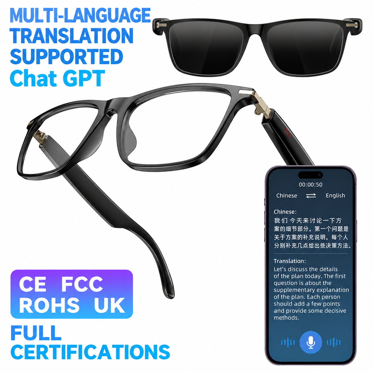 AI-powered smart Bluetooth glasses