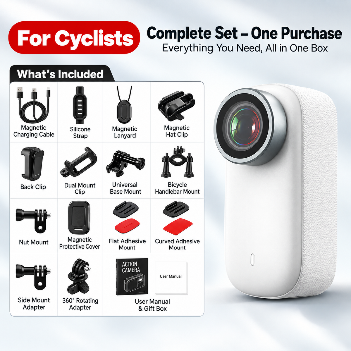 4K Mini POV Action Camera for Cycling & Vlogging