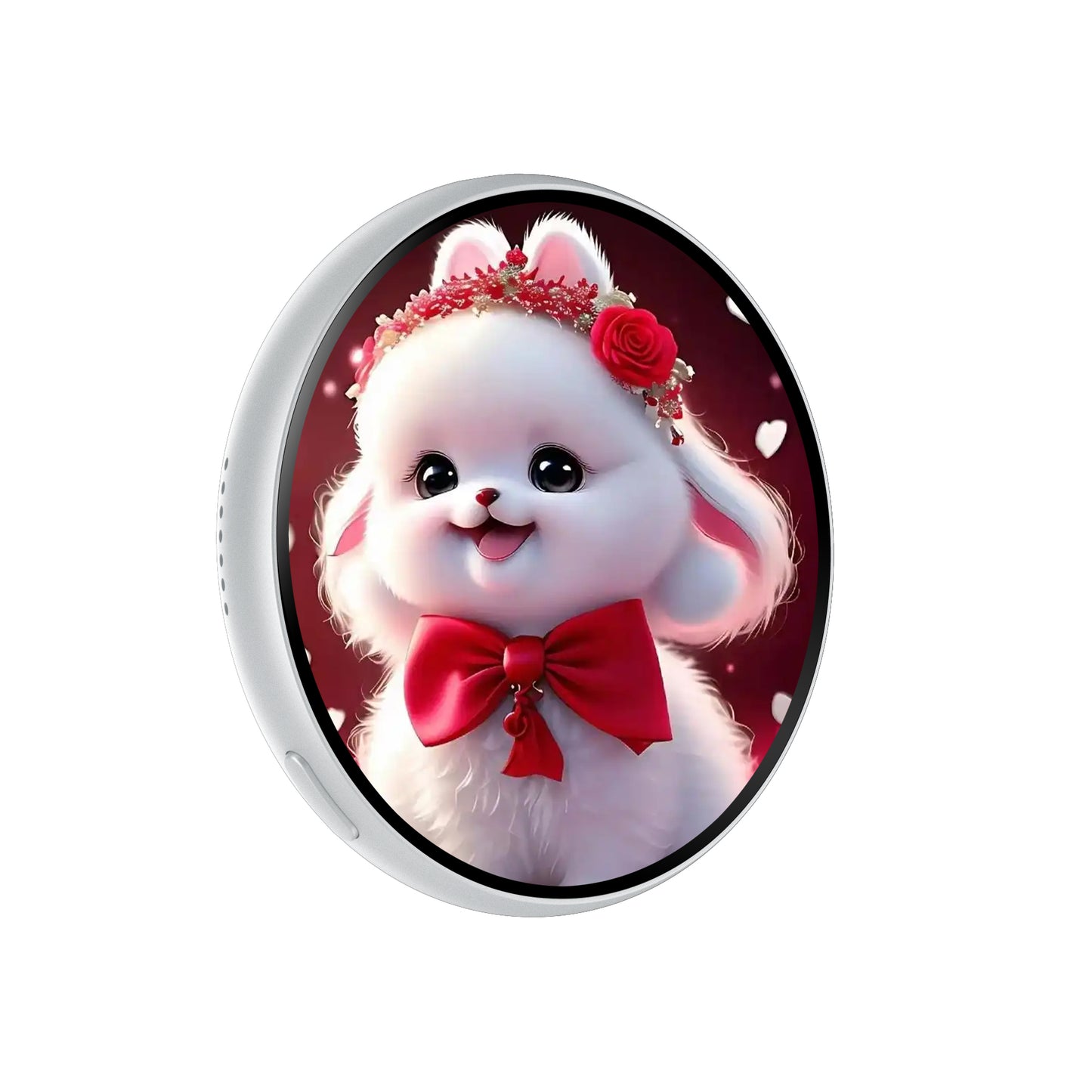 Portable Digital E‑Badge Customizable Picture Display Rechargeable Round E‑Badge for Collection & Gift