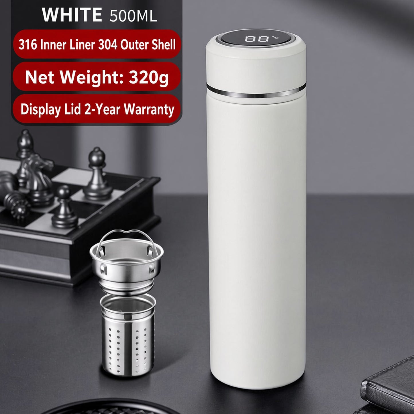Smart 316 Stainless Steel Thermos with Temp Display