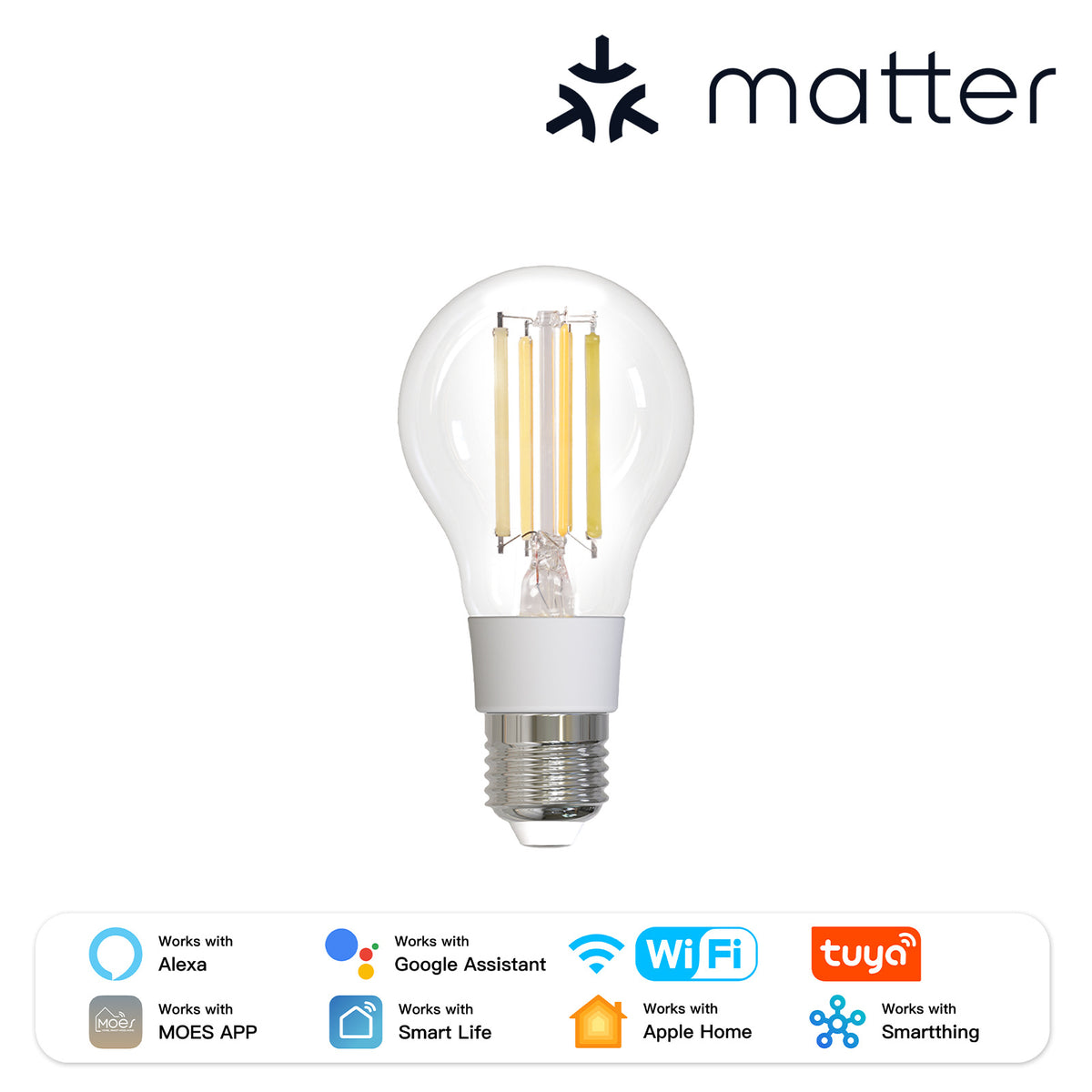 Matter WiFi Smart LED Bulb with Voice & App Control