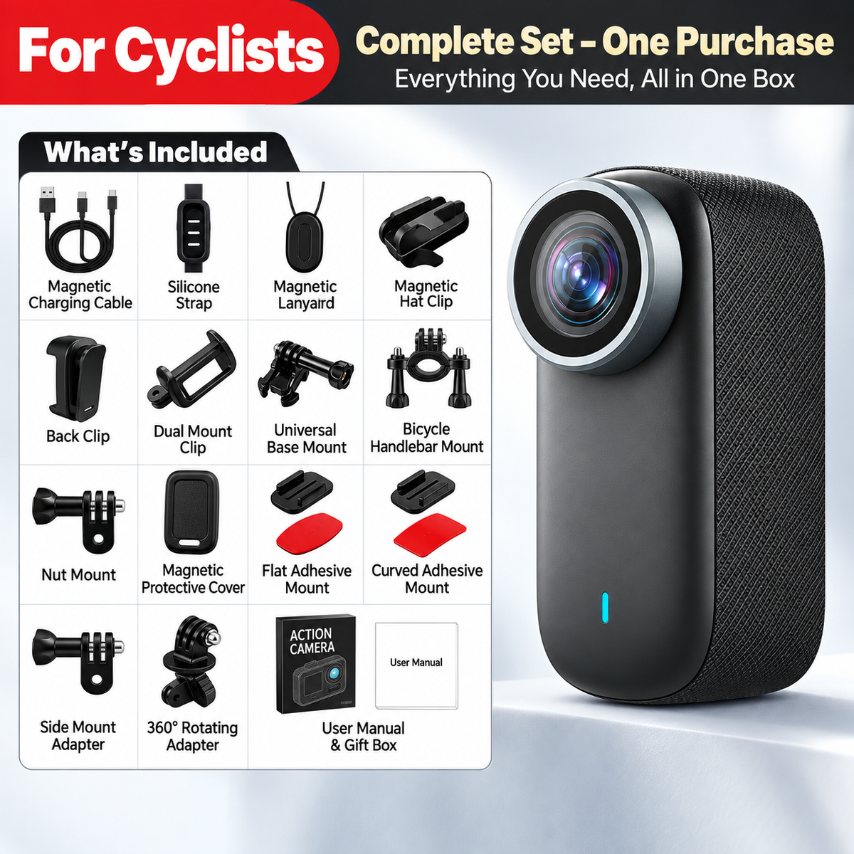 4K Mini POV Action Camera for Cycling & Vlogging