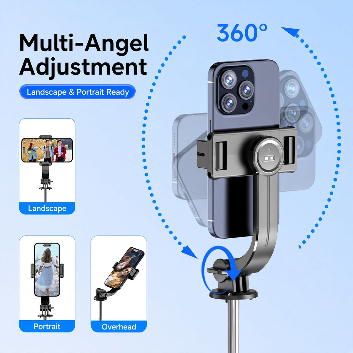AI Face Tracking Selfie Stick Tripod with Bluetooth Remote