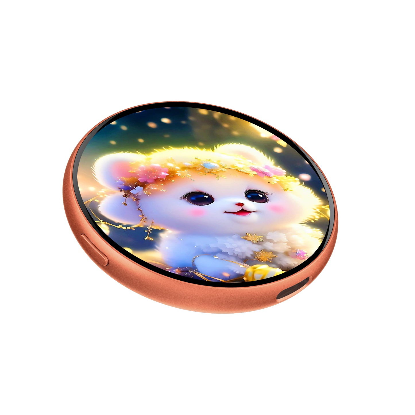 Portable Digital E‑Badge Customizable Picture Display Rechargeable Round E‑Badge for Collection & Gift