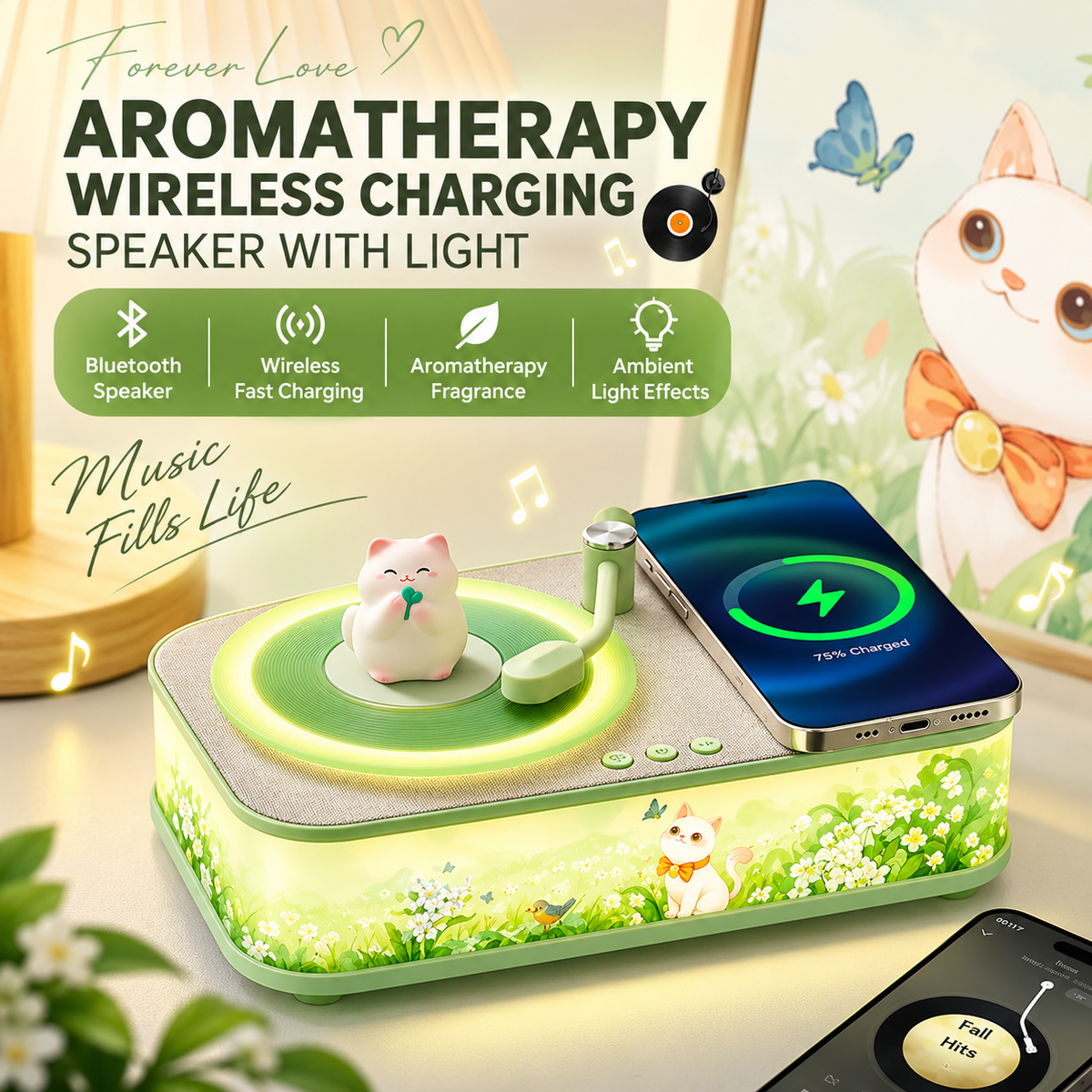 Retro Bluetooth Speaker, Diffuser & Wireless Charger