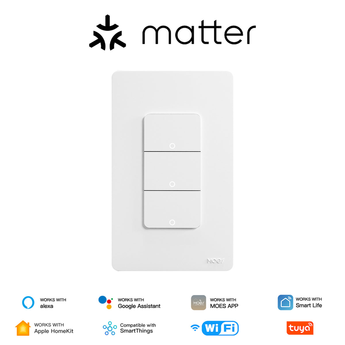 Matter Smart Light Switch, Push Button Wall Switch