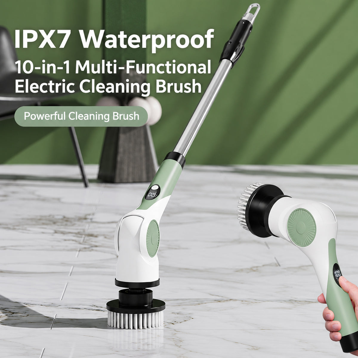 Automatic Rotating and Telescopic Bathroom Brush