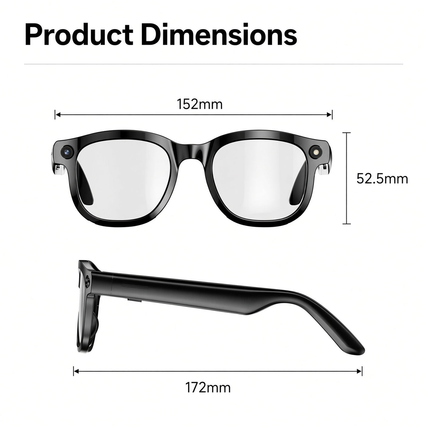 AI Glasses with Camera – Live Translate, ID & Music