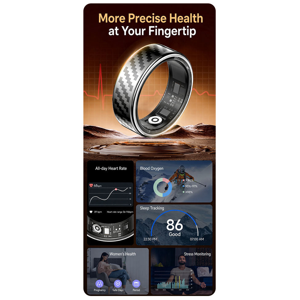Smart Health Ring | Heart Rate, Blood Oxygen, Sleep & HRV Tracker