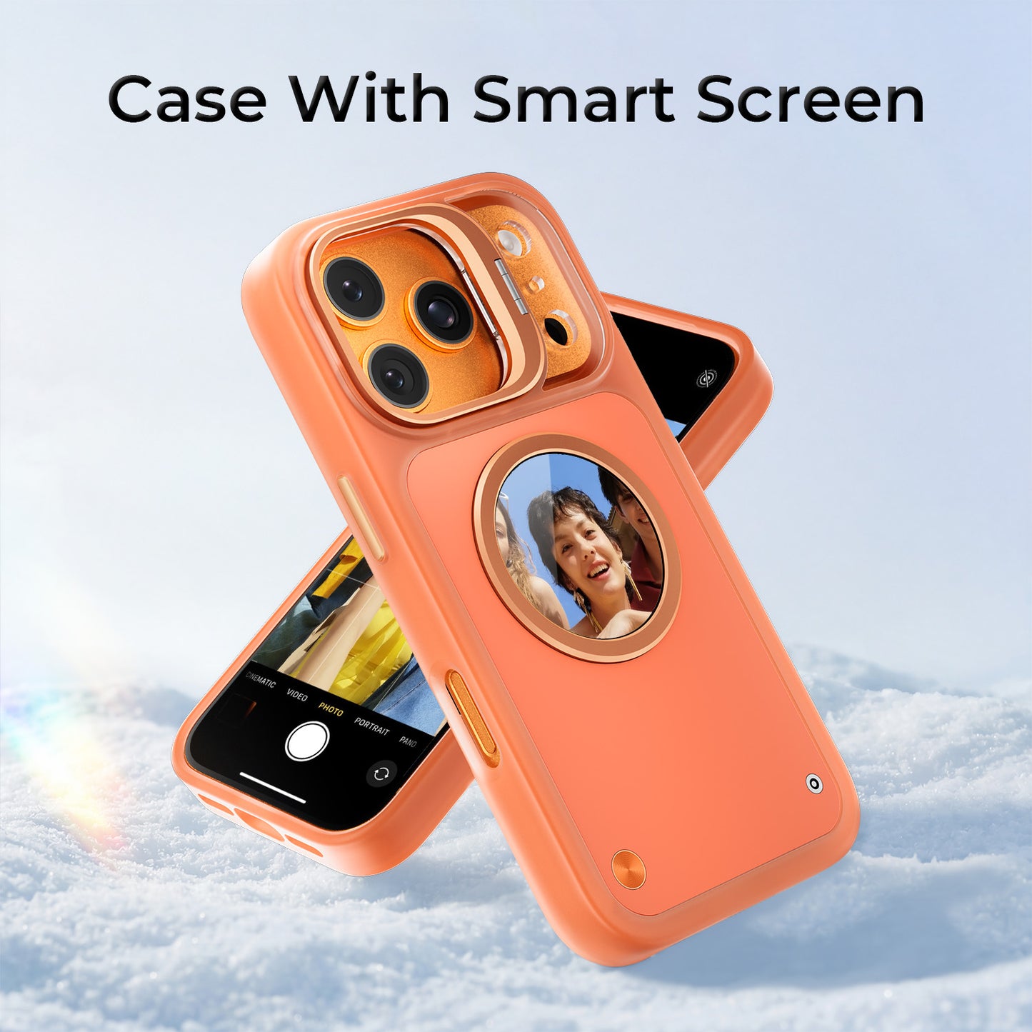Smart Phone Case with 1.52" AMOLED Display, Bluetooth 6.0, Custom Wallpaper & Message Notifications, IP67 Waterproof, Magnetic Charging, for iPhone 13–17 Series