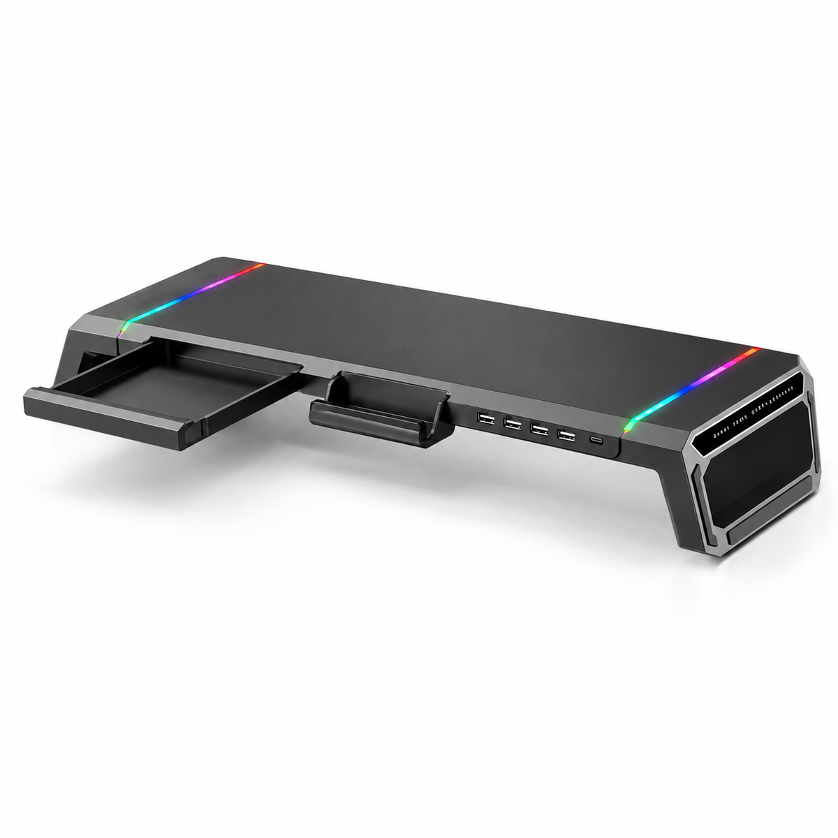 RGB Monitor Stand with USB Charging & Storage